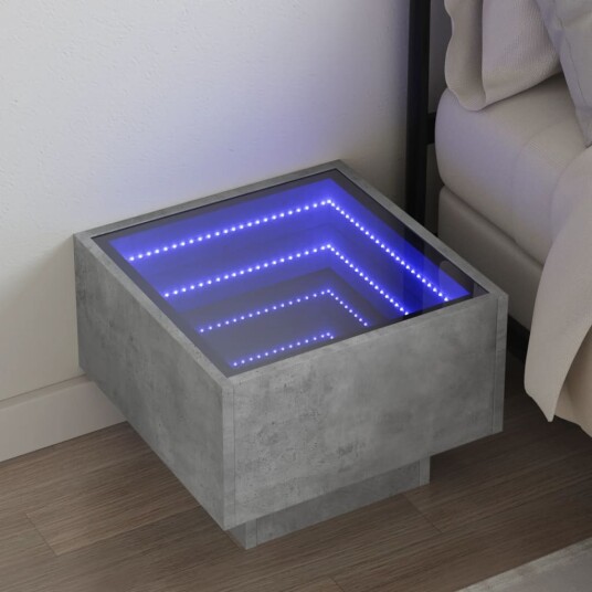 Salongbord med Infinity LED betong grå 40x40x30 cm 3284066