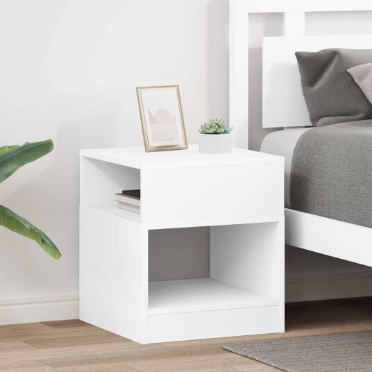 vidaXL Avlastningsbord 2 pcs Hvit 40,5 x 40 x 45 cm Konstruert tre