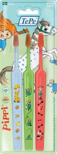 TePe Kids Pippi Extra Soft Tannbørste 3 stk.