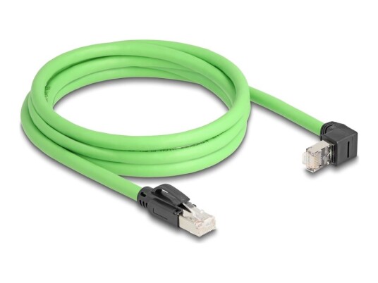 Delock Koblingskabel Rj-45 Hann Straight Snagless Til Rj-45 Hann Oppvinklet 2 M 6.8 Mm Sf/Utp Cat 6A Grønn