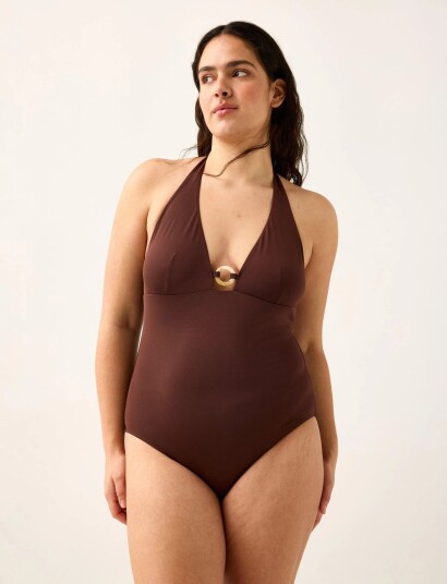 Lindex Swimsuit With Halterneck Brown S