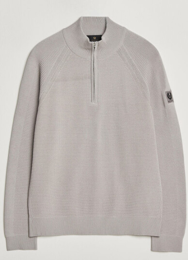 Belstaff Bradwell Cotton Knitted Quarter Zip Concrete