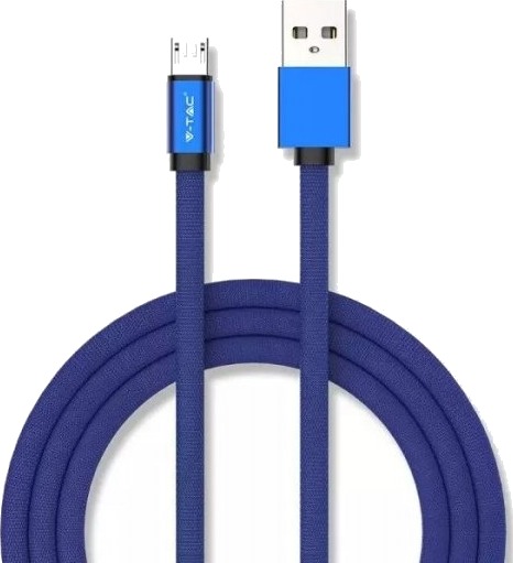V-Tac Mikro-Usb-Kabel 1 M, Blå, Kabeltype: Bomullsstoff V-Tac Mikro-Usb-Kabel 1 M, Blå, Kabeltype: Bomullsstoff