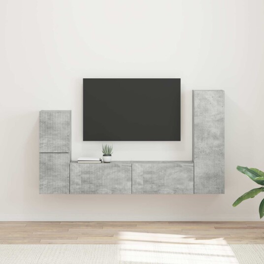 TV benksett Veggmontert 4 pcs Betonggrå Konstruert tre TV benksett Veggmontert 4 pcs Betonggrå Konstruert tre
