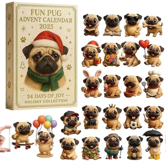Morsom Mops Adventskalender 2025 24 Dagers Julemops Hunde Adventskalender FMY