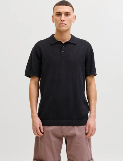 Jack & Jones Jjjess Knit Polo Ss Black M