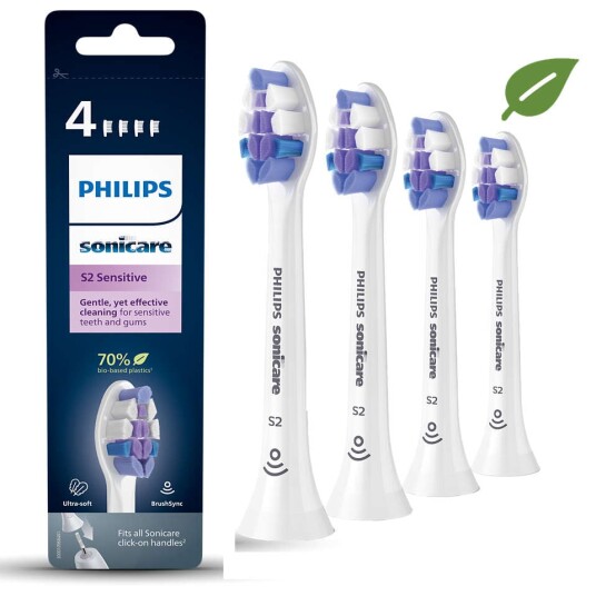 Philips Børstehoder Brush Head - Sensitive S2 - White Philips Børstehoder Brush Head - Sensitive S2 - White