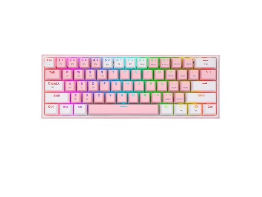 Redragon K616-Rgb Fizz Pro, 60%, Usb + Rf Wireless + Bluetooth, Mekanisk Nøkkelbryter, Qwerty, Rgb Led, Rosa, Hvit Redragon K616-Rgb Fizz Pro, 60%, Usb + Rf Wireless + Bluetooth, Mekanisk Nøkkelbryter, Qwerty, Rgb Led, Rosa, Hvit