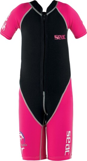 Seac Badedrakt Dolphin Shorty Girl 1,5 mm Svart/Rosa Seac 9 år 134 Badetøy