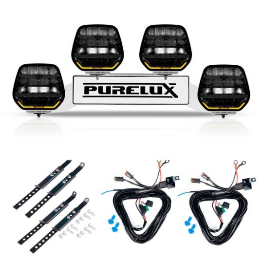 Ekstralys PURELUX Panther 7 White   Rund / 18 cm / 128W 4 stk   Komplett pakke WRC
