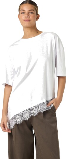 NOISY MAY Nmeasy Lace Detail S/S T Shirt /Tnt White S