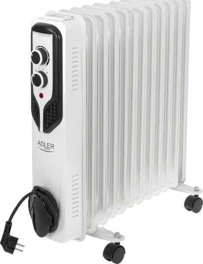Adler AD 7817 Oljeradiator 2500W (11 ribber) Hvit Adler AD 7817 Oljeradiator 2500W (11 ribber) Hvit