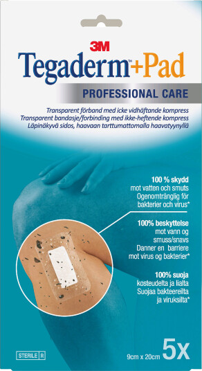 Tegaderm +Pad vanntett bandasje 9 x 20 cm 5 stk