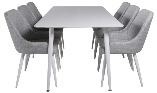 Venture Design Polar & Plaza spisegruppe Hvit/grå 6 st stoler & bord 180 x 90 cm