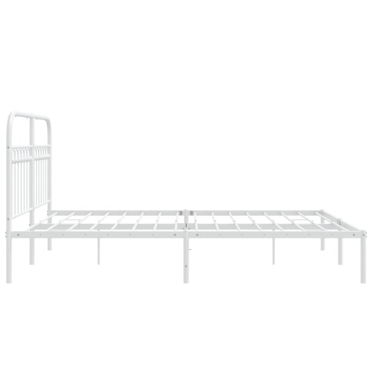 Sengeramme i metall med sengegavl hvit 150x200 cm 8721102645402 Sengeramme i metall med sengegavl hvit 150x200 cm 8721102645402
