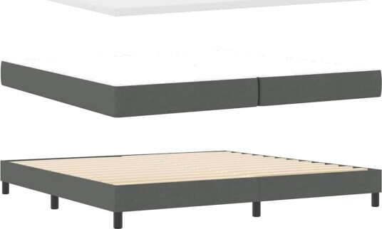 Box Spring Seng med Madrass Mørkegrå 200x200 cm Stoff Box Spring Seng med Madrass Mørkegrå 200x200 cm Stoff