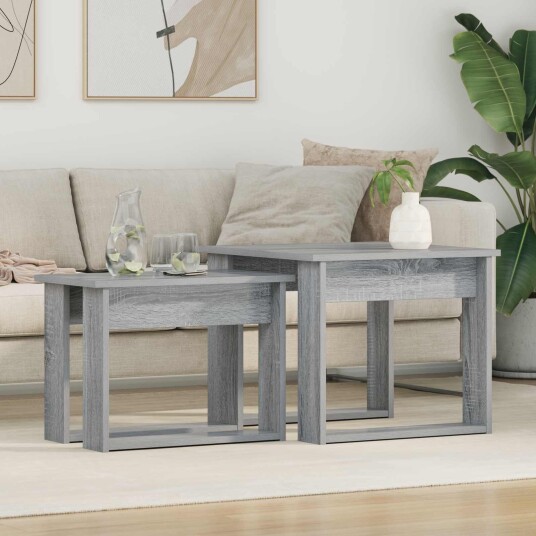  Kaffebord Sett 2 pcs Grå Sonoma Konstruert tre