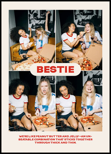 Retro Best Friend Personalized Collage Plakat Plakat / 21x30cm