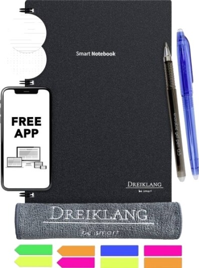 Dreiklang Be Smart Notatbok Kan Overskrives Med Kalender Linjeret Prikkelinjer Sort Antall Blader: 50 Din A5