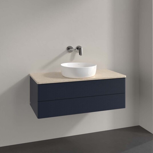 Villeroy & Boch  Antao Servantskap med 2 skuffer 100x50x36 cm m/lys Blå Matt/Crème