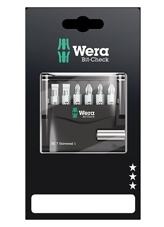Wera 05073406001, 7 Stykker, Philips, Pozidriv, Spor/Slot, Ph 1, Ph 2, Pz 1, Pz 2, 1.1 Mm, Rustfritt Stål