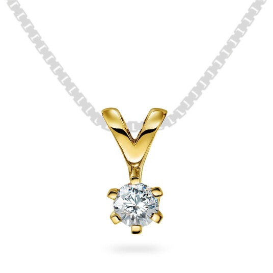 Olivia by Gullfunn, Anheng i 585 gult gull med diamant 0,25 ct Olivia by Gullfunn, Anheng i 585 gult gull med diamant 0,25 ct