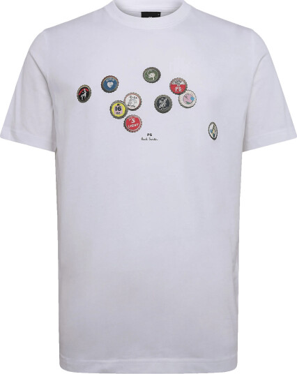 PS Paul Smith Mens Reg Fit T-Shirt Bottle Tops - White - S