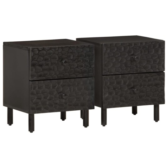 Nattbord 2 stk svart 40x33x46 cm heltre mango 8720845422363