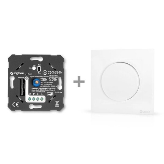 Agge Dimmer Universal Rotary Dimmer Zigbee RC/RL 200W Med Deksel