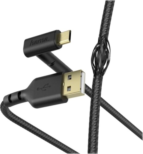 Hama Prime Line Charging/Sync "Stand"   Usb Kabel   Micro Usb Type B Hann Vinklet Til Usb Hann   Usb 2.0   1.5 M   Formstøpt   Svart