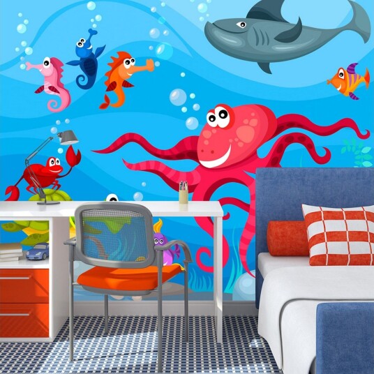 Fototapet Octopus And Shark 250x193 - Artgeist sp. z o. o.