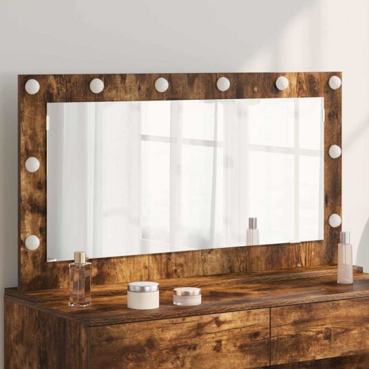 Sminkespeil Røkt eik Tre Glas 100 x 55 18 cm Sminkespeil Røkt eik Tre Glas 100 x 55 18 cm