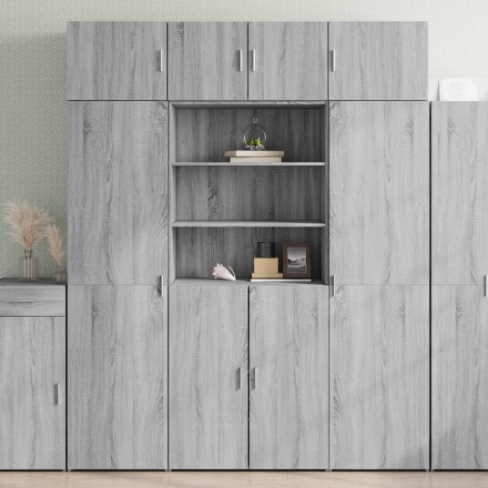 Oppbevaringsskap grå sonoma 80x42,5x225 cm konstruert tre 8721102654374