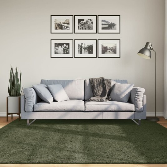 Teppe HUARTE kort luv mykt og vaskbart skogsgrønn 200x200 cm