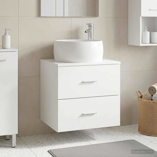  Vegghengt vaskeservant Hvit 49,5 x 44,5 x 66 cm Konstruert tre