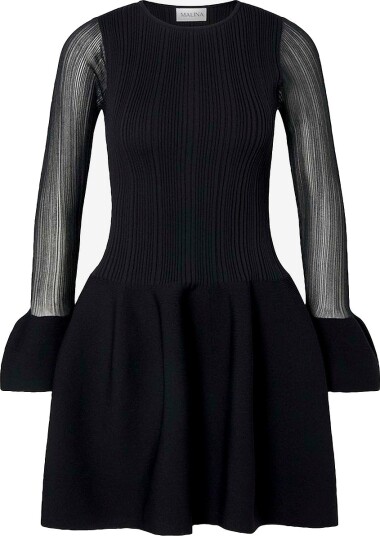 Malina Elona Voluminous Skirt Knitted Mini Dress   Black   XS