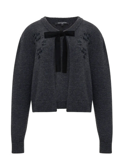 French Connection Irma Front Bow Cardigan - Grey - L French Connection Irma Front Bow Cardigan - Grey - L