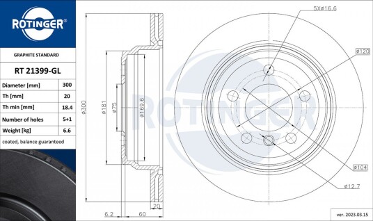 Bremseskive ROTINGER RT 21399-GL