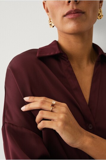 Ellos Collection Ring med to steiner Gull