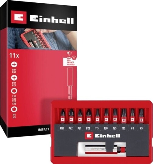 Einhell Impact Bits I Taske 11 Deler 118673 - 1/4" 6,3 Mm - Ph/Pz/Torx