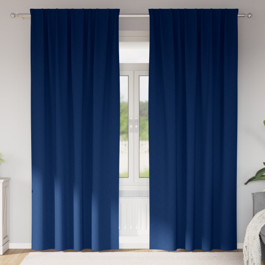 Gardiner med gardiner 2 pcs Mørkblå Polyester