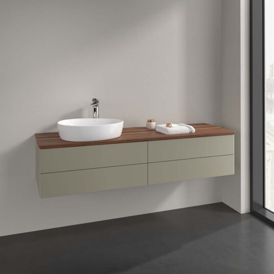 Villeroy & Boch Antao Servantskap med 4 skuffer 160x50x36 cm u/lys Steingrå/Valnøtt