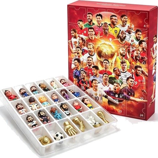 Adventskalender VM 2026 24 dagers nedtelling til jul barn fotballfans julegaver Haaland fotballspillerfigur