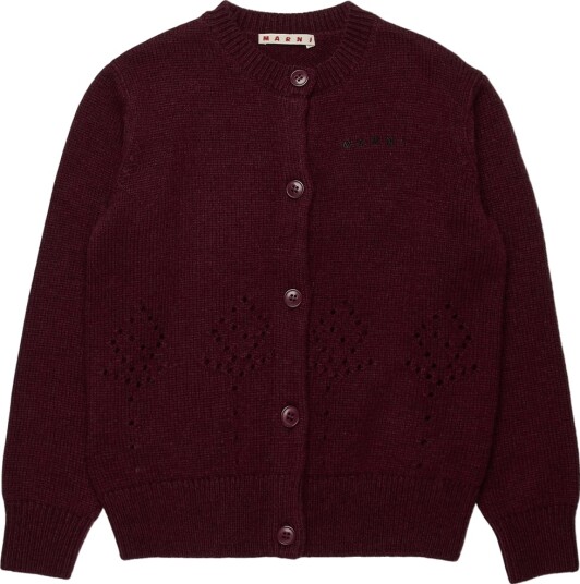Marni Cardigan Nylon/Ull Berry Syltetøy Marni 10 år 140 Cardigan Lilla Rød