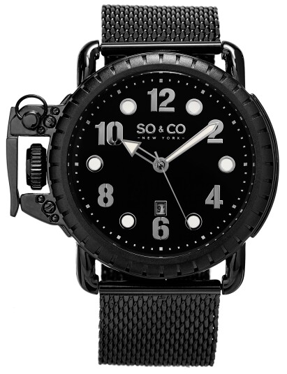 So & Co New York Herreklokke 5208.3 Yacht Timer Sort/Stål Ø48 mm