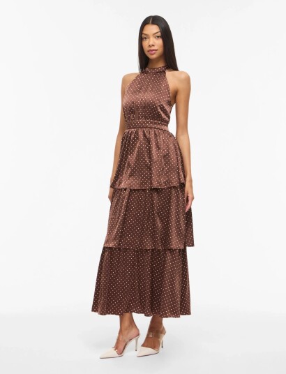 Vila Vikimmie Halterneck Ankle Dress/Dc/Ka   Brown   38