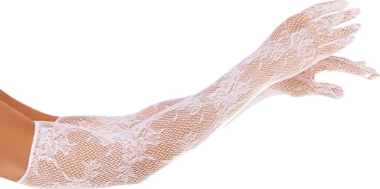 Leg Avenue Hvite Lange Spetshansker Deluxe One size 2033-002|O S