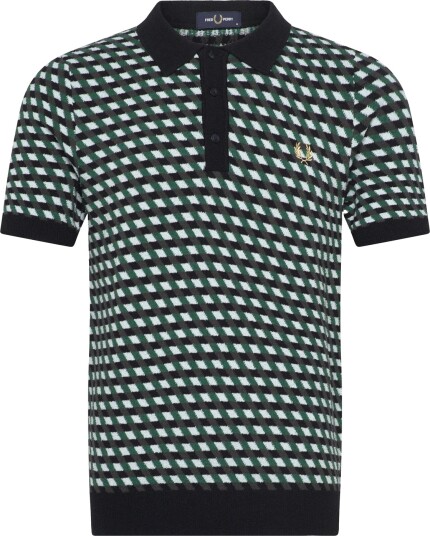 Fred Perry Geometric Knitted Shirt Multi/patterned L Fred Perry Geometric Knitted Shirt Multi/patterned L