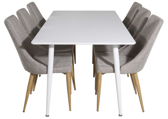 Venture Design Polar & Leone spisegruppe Hvit/grå 6 st stoler & bord 180 x 90 cm