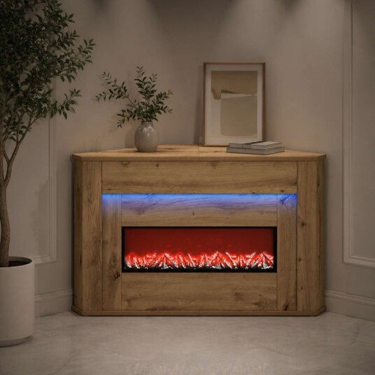 vidaXL Peis med LED stripe Artisan eik 95 x 42,5 x 60 cm